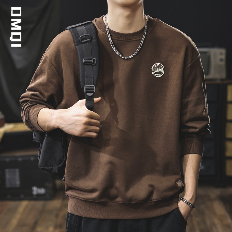 360g Heavy American Retro Men's Crewneck Sweatshirt Autumn Loose plus size Plus Fertilizer Plus Long Sleeve Top Autumn