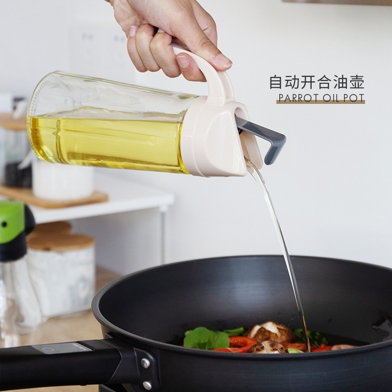 家用自动开合玻璃油壶防漏厨房用品油罐酱油醋调料瓶油瓶装油瓶子|undefined