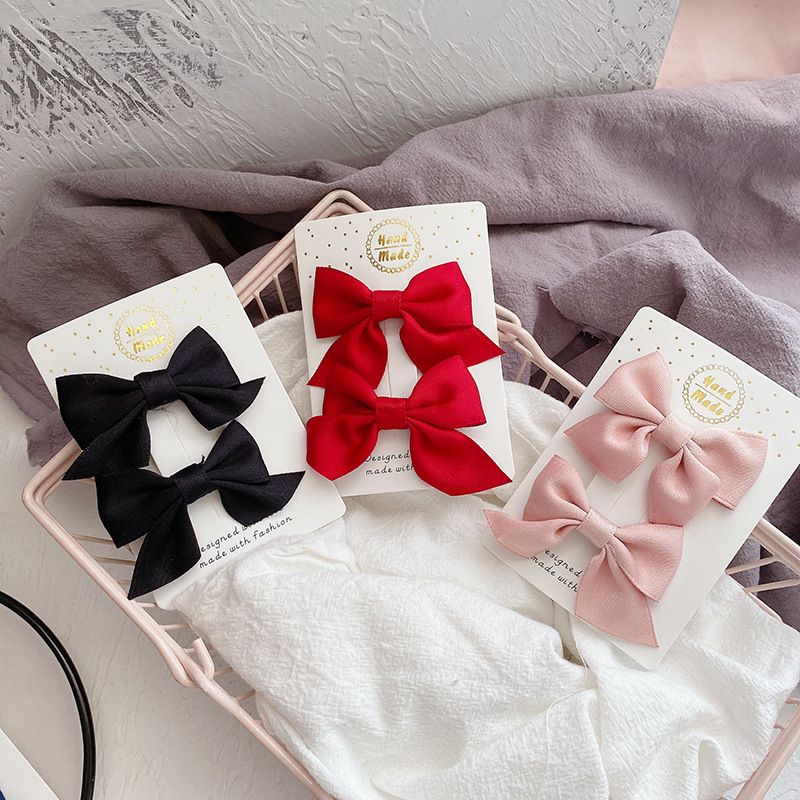 11g Weight Hair Clip Hair Accessories Type 1 Set Quantity Casual, Daily Occasion Solid Color, Bow Knot Pattern Girl'S Gender Cute, Korean Style Style Cute Handmade Fabric Bow Children's Side Clip Hairpin Summer Fresh Girl's Hairpin Hair Accessories 1