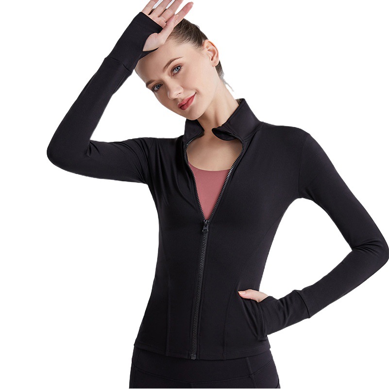 LULU Mismo estilo ropa de fitness ropa de yoga de bolsillo con cremallera de cuello alto nude mujer chaqueta de punto superior deportiva transpirable