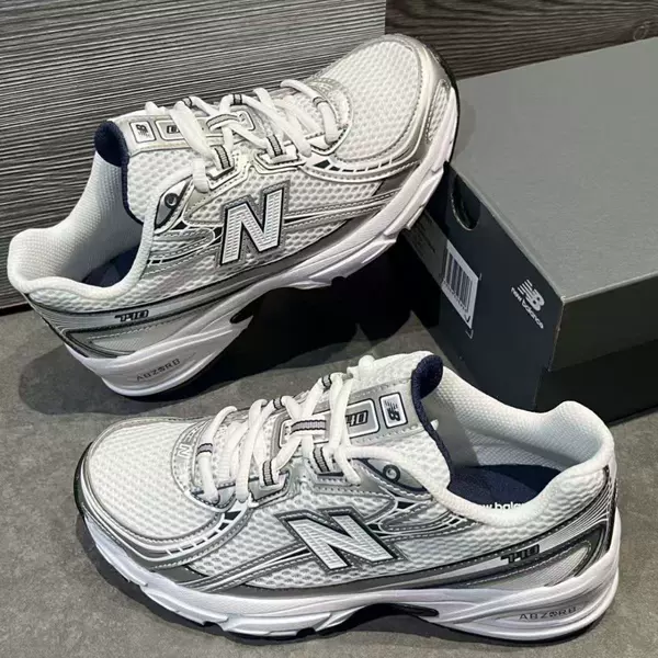 Pure Original N740 Breathable Retro Dad Shoes Mesh Unisex Anti-Slip Shock-Absorbing Sports Shoes Commuting White Versatile Casual Shoes
