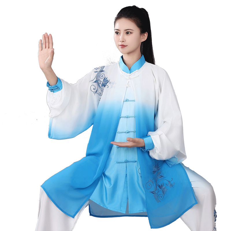 宏极太极拳表演服比赛披纱渐变色武术绣花男女刺绣太极服新款弹力|undefined