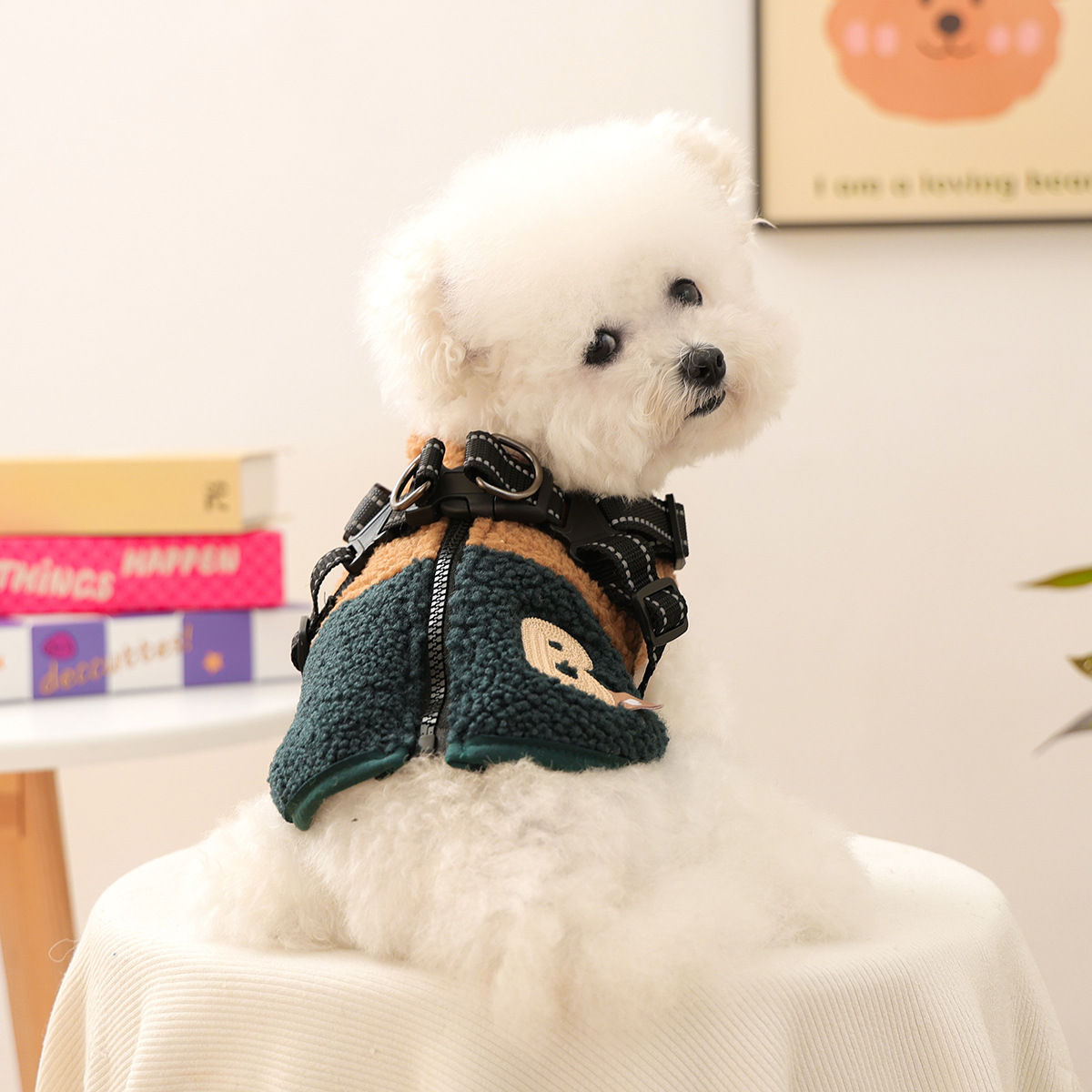 Ropa de mascotas otoño e invierno nuevo cálido forro de lana estilo coreano suéter cálido color frío-resistente Cordero polar tracción suéter