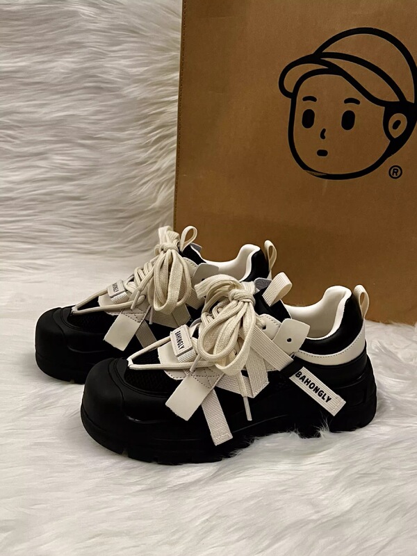 Global Women's Shoes 2025 New Spring and Autumn Thick-Soled Height-Increasing Dad Shoes Niche Design Versatile Casual Sneakers