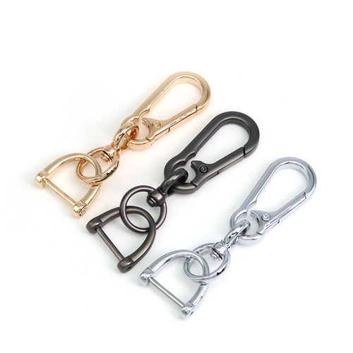 Zinc alloy spring buckle anti-lost horseshoe buckle universal men's waist hanging carabiner metal car key chain buckle