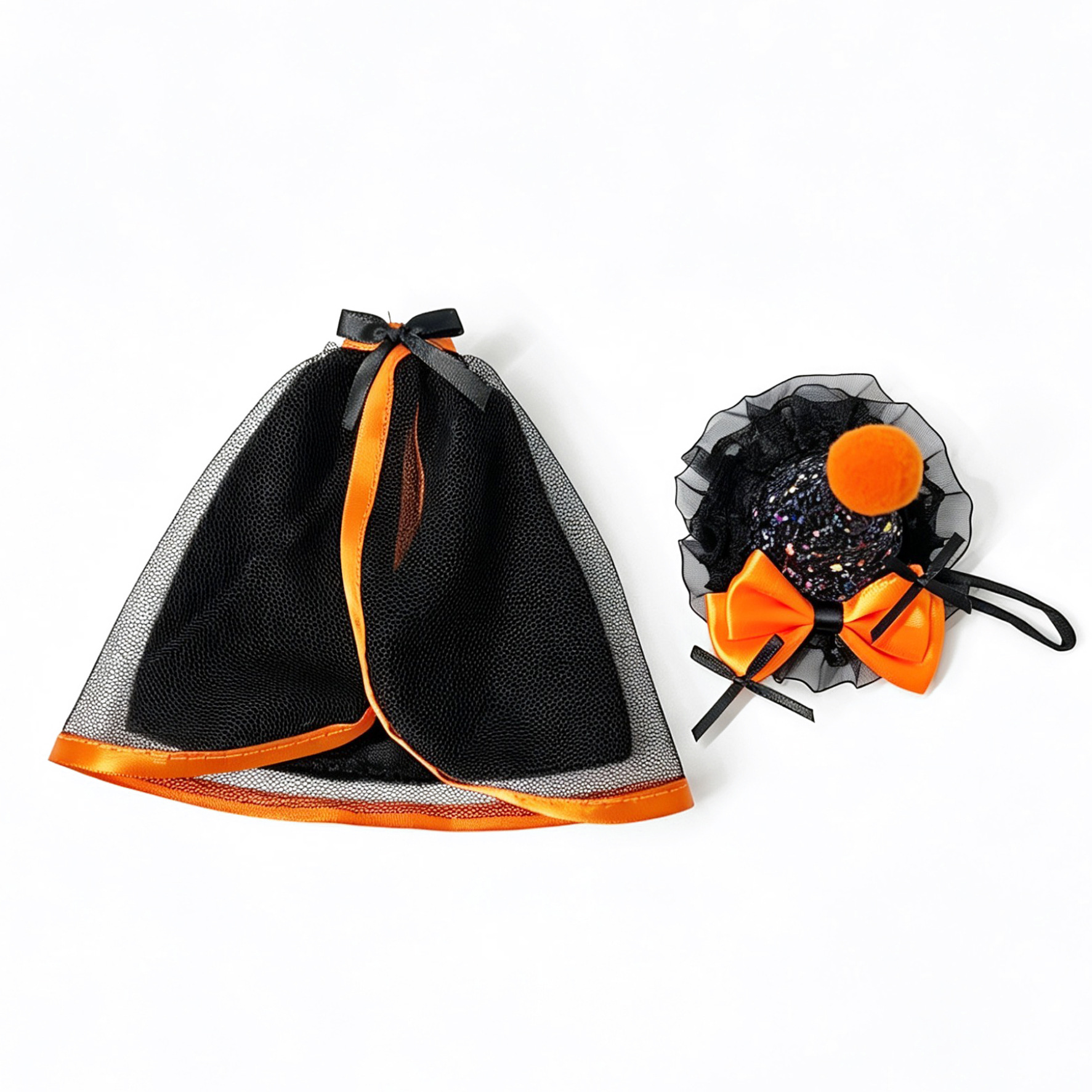 Orange trench coat, hat, set, 2 pieces