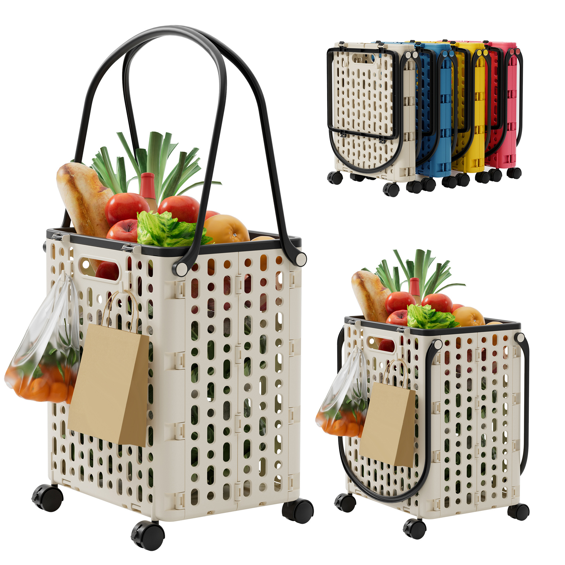 Cross-Border Amazon Home Shopping Cart Foldable Trolley Portable Express Trolley Wheeled Grocery Shopping Cart Wholesale