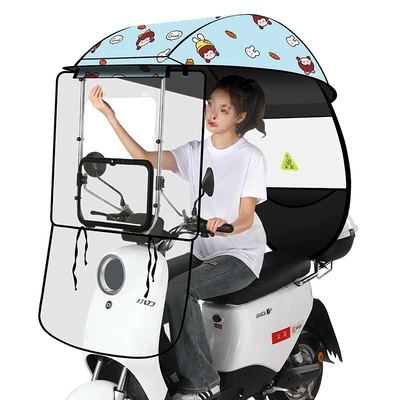 Model Sunshade Rainproof Windproof, Elektromobil üçün ön şüşə çətiri (günlük) - rotating-large-window-model-blue-bottom-carrot-girl-big-pocket-lazy-lifting-bracket-default-item
