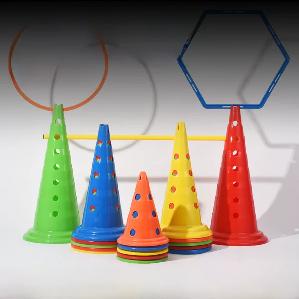 30/50/52/72 multi-functional thickened logo barrel with holes football training equipment obstacle plastic barrel cone barrel
