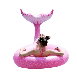Factory pvc inflatable fish tail floating pool recliner round float various patterns