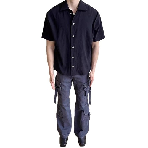 Silky Drape Short-Sleeve Cleanfit Shirt for Men - Summer Eternal Flower Series - High-End Crepe Tencel Blended Texture