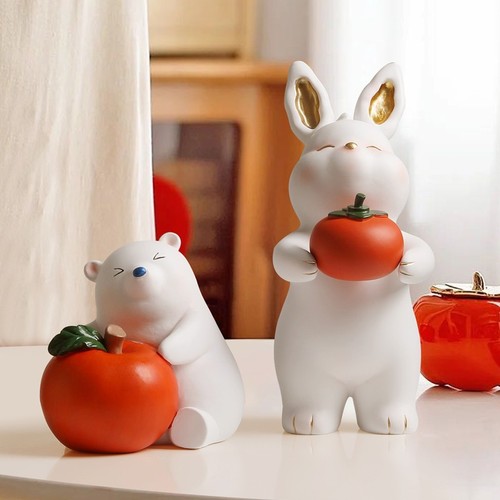 Year of the Rabbit Rabbit Ornaments Living Room Desktop TV Cabinet Porch Home Soft Decorations Gifts for Girls Holiday Gifts