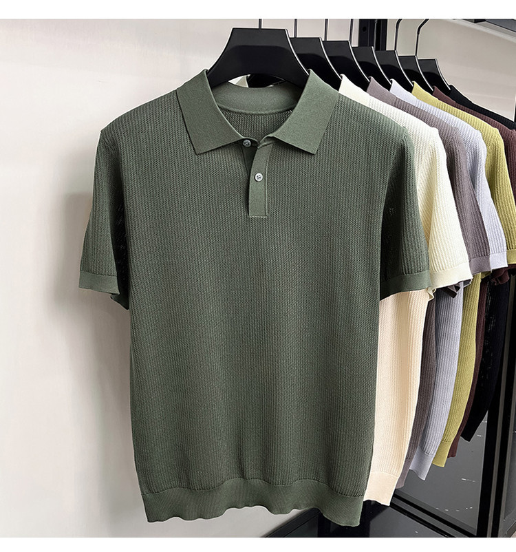 Men's High End Modal Breathable Cooling Collar Polo Shirt New Summer Short Sleeve Knitted T-Shirt Comfortable Fashion Top_viptrois.com
