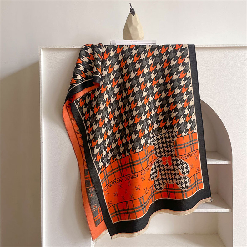 Waling Blanet~Designer coreano Little Bear Thousand Bird Pattern Sciarpa da donna invernale Scialle I mitation Cashmere Caldo_voghion.com