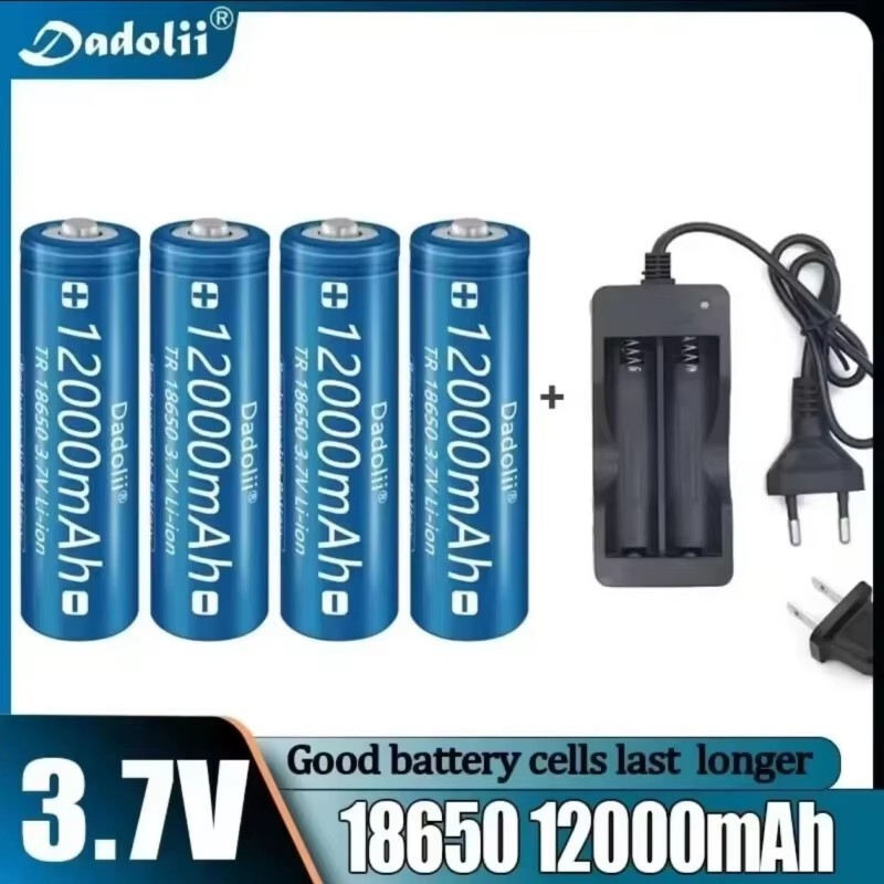 Rechargeable Lithium Battery 3.7V18650 Type 12000Mah Flashlight Flash Light Battery + Charger
