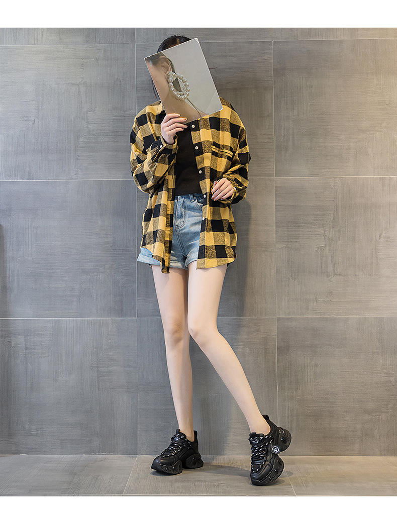 Giày sneaker nữ đế dày tăng chiều cao 7cm phong cách sao, dây buộc thời trang — M2555 Màu đen, M2555 màu be, M2555 màu hồng chi tiết 10
