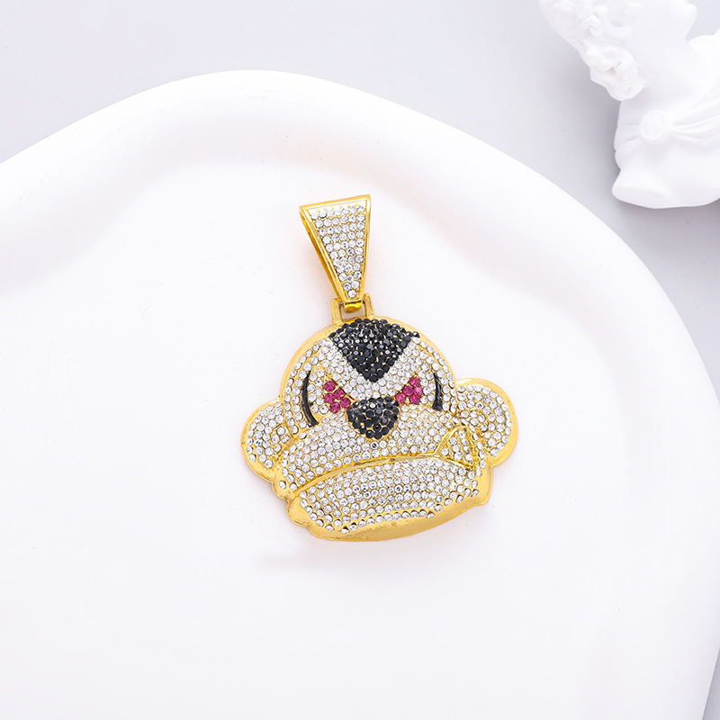 Big Mouth Monkey Pendant With Cuban Chain Necklace Fashion Style_voghion.com