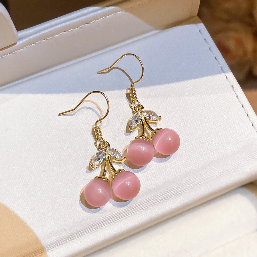 Aguja de plata Corea del Sur diamante Opal flor pendientes diseño fresco Rosa pendientes moda pendientes dulces al por mayor