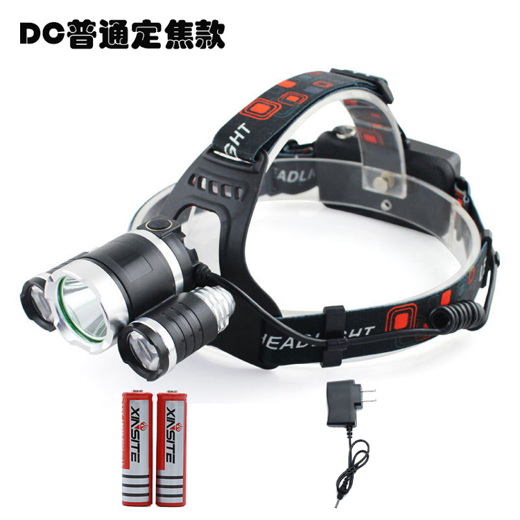 Transfronteriza de enfoque giratorio fuerte luz 3LED Faro de alta potencia de iluminación al aire libre lámpara de pesca nocturna carga T6 faro