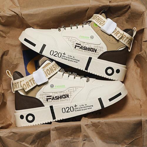 Winter Men's Shoes 2025 New High-Top Board Shoes Men's Middle and Big Children's Versatile Warm Cotton Shoes Fashion Casual Sports Shoes 