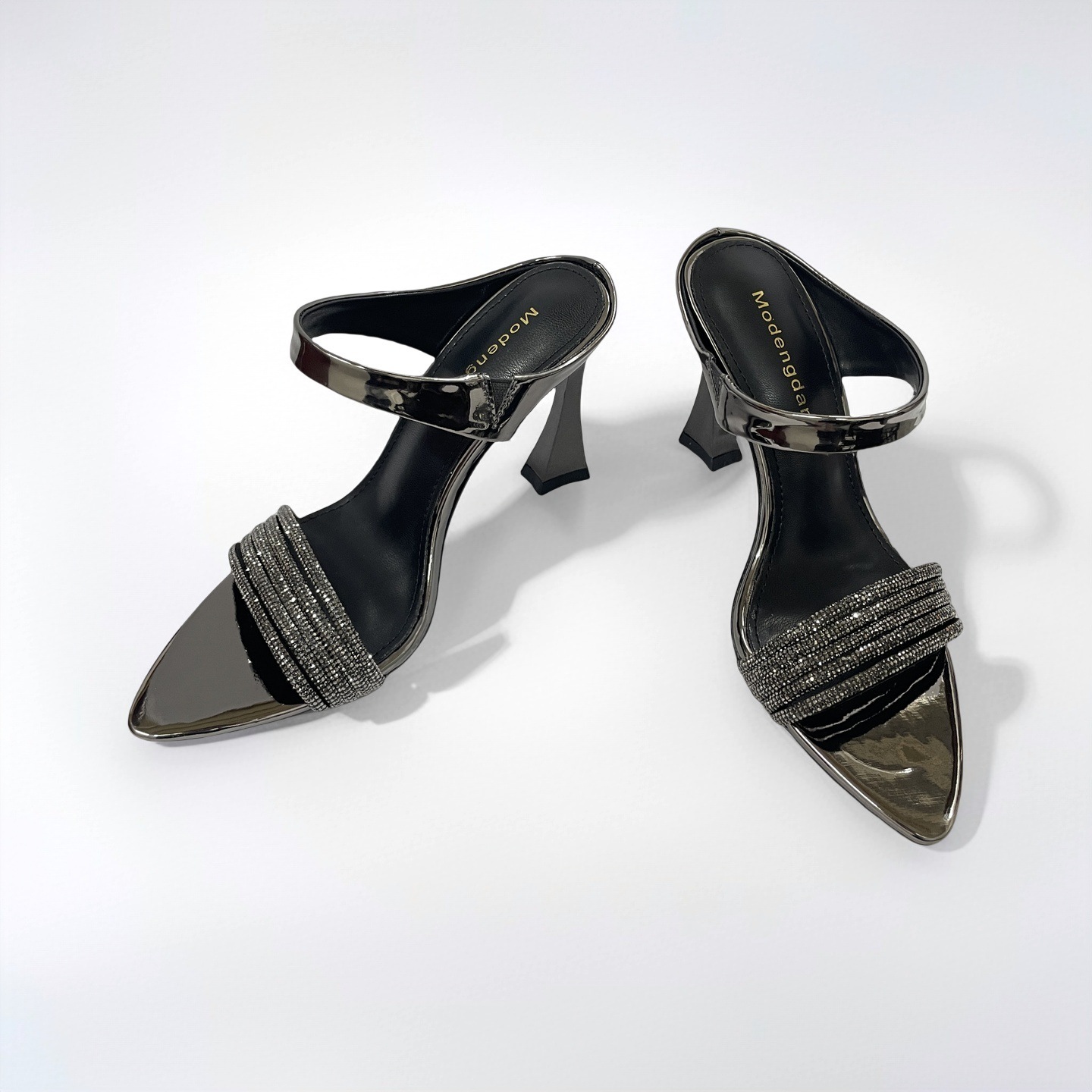 Summer New European And American Style Thin-heel Open-toe Pointed PU High-heeled Mules Women, Fashionable For Outdoor_vogvips.com