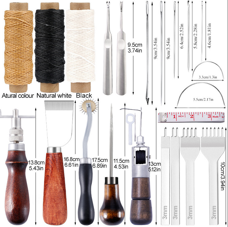 Handmade Leather Goods Making Tools Leather 24Pcs Set Diamond Punch Leather Bag Leather Art Special