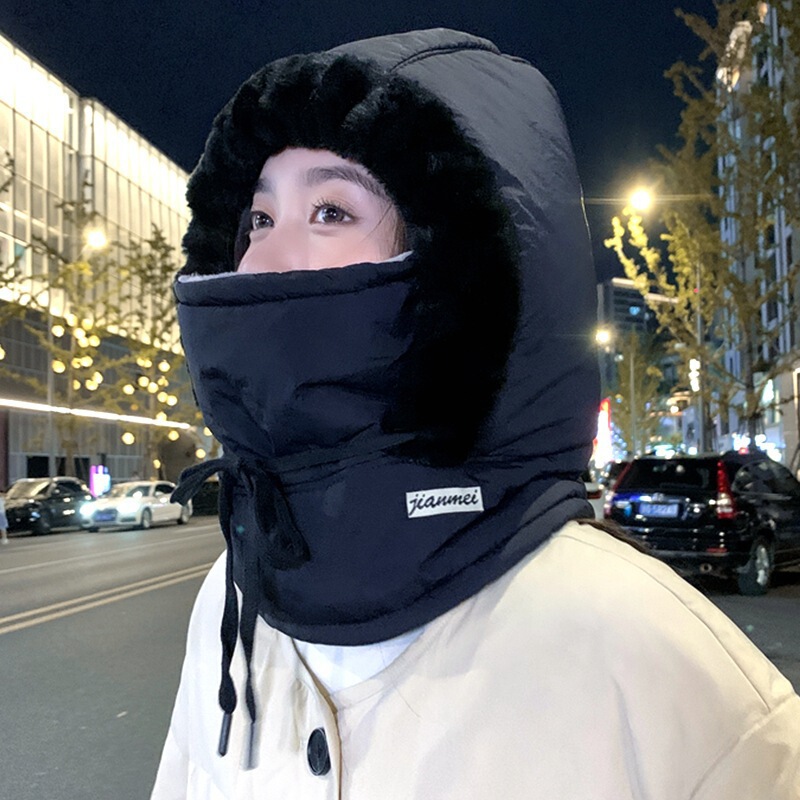 户外帽子男女骑行防寒保暖雷锋帽加绒加厚包头帽时尚百搭围脖帽潮|undefined