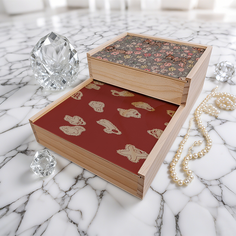 Caja de madera de transferencia de calor, embalaje exterior de regalo deslizante, caja de madera, patrón de apariencia de bricolaje