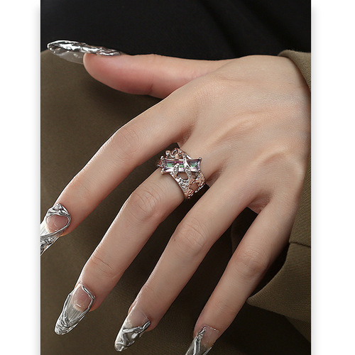 Original Zirconia Opened Couple's Ring, Instagram Trendy, Cool Niche Design, High-End, Cool Couple's Ring