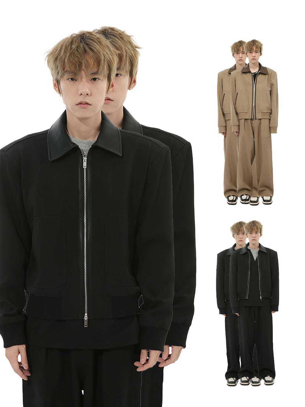 MTLCLOTHES para hombre | Nuevos productos de otoño Chaqueta de solapa con costuras de lujo ligero coreano Uniformes Traje suelto casual