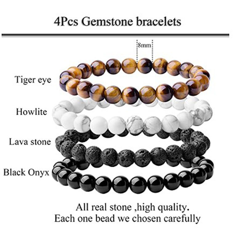Fashion Round natural stone Beaded Bracelets 1 Set