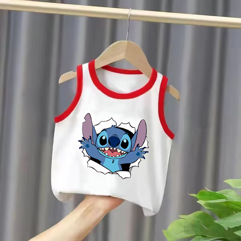 Stitch children's clothing for toddlers and older kids, sleeveless vest with cartoon print, cross-border Wish dropshipping
