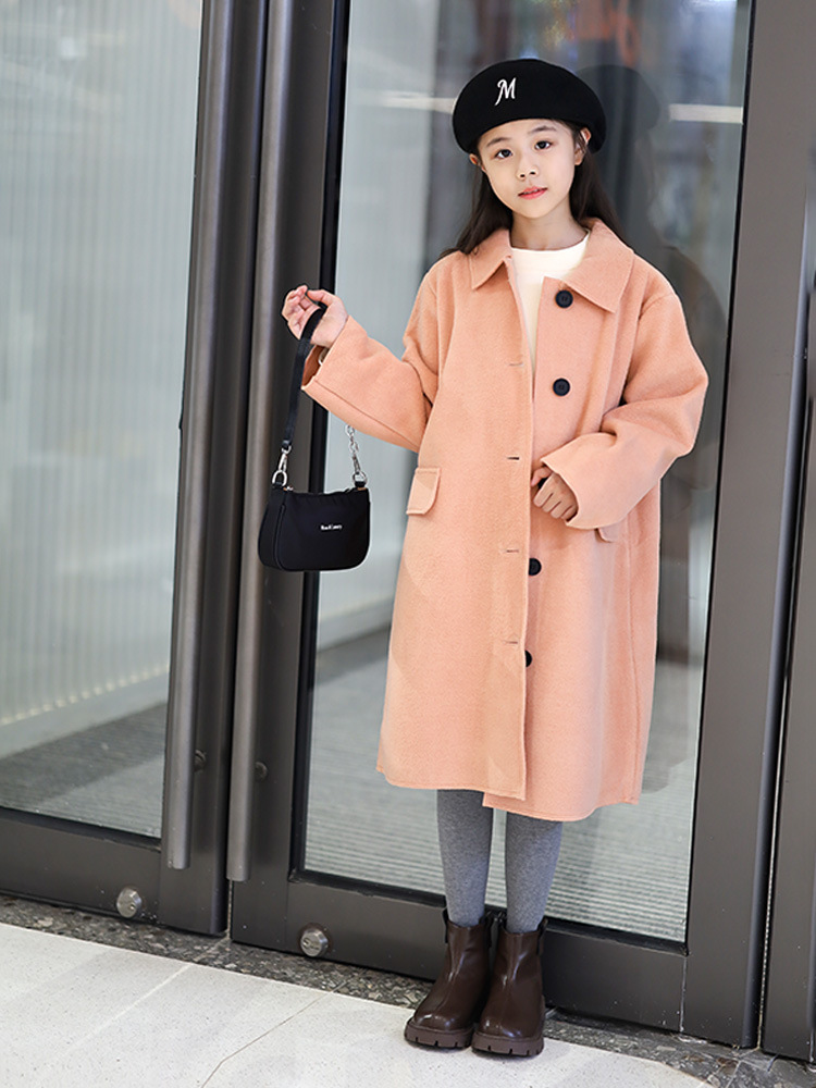 Baby-collar Middle And Big Children's Woolen Coat - Style 2