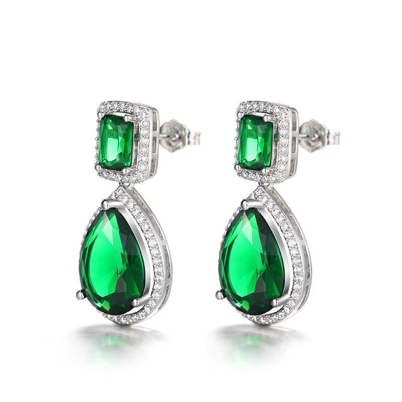 Drop Earrings Classification 1 Pair Quantity 1 Pair Retro Square Water Droplets Copper Inlay Zircon Drop Earrings