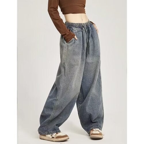 Relaxed Fit Oversize New Denim Jeans for Men and Women, Japanese Style, Plus Size Loose Streetwear, Flowy Floor-Length Wide Leg Pants