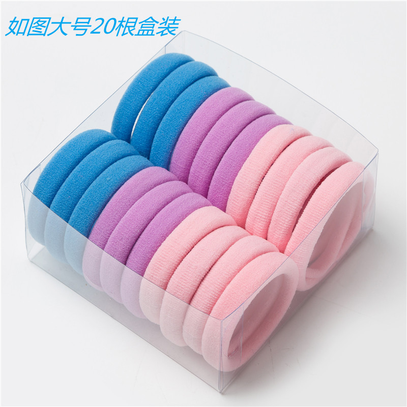 20 bandas para el cabello en caja Banda de goma elástica alta negra Anillo de toalla sin costura Cuerda de pelo elástica gruesa de alta cubierta de cuero simple Cuerda de pelo