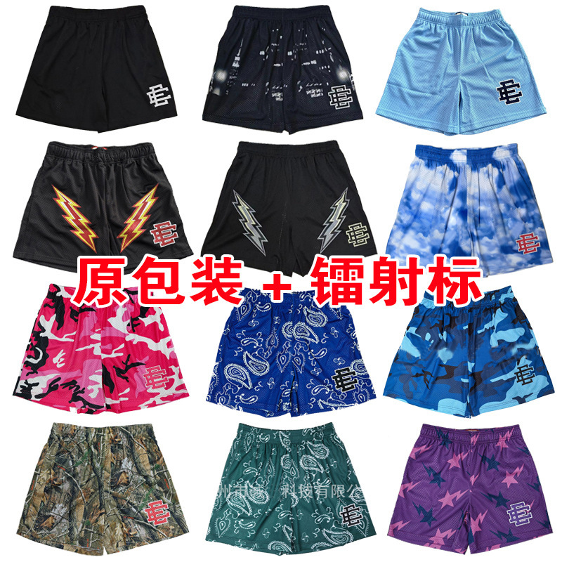 Cross-Border High-Quality 1:1 Original Ee Shorts American-Style Sports Mesh Basketball Shorts for Men Original Packaging Laser Label Cross-Border High-Quality 1:1 Original Ee Shorts American-Style Sports Mesh Basketball Shorts for Men Original Packaging Laser Label