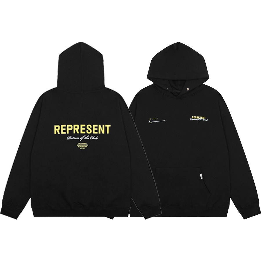 La marca de moda transfronteriza REPRESENT London Limited eslogan LOGO impresión hombres y mujeres sueltos suéter con capucha casual