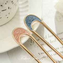 Minimalist Retro Style Alloy Oil Drip Hairpin U-Shaped Ball Head Hairpin Instagram Simple Updo Hairpin