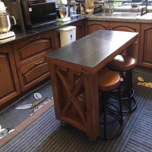 岛台柜单独美式厨房料理台中岛台可移动切菜咖啡机吧台餐边柜