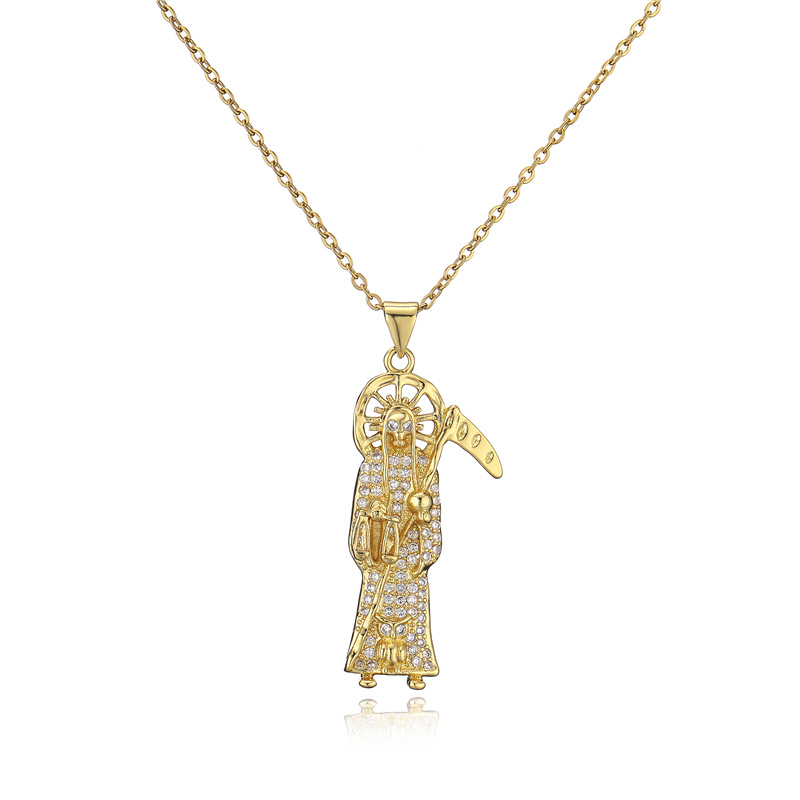 fashion death sickle priest shape pendant copper necklace