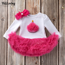 跨境 ins热卖新款童裙0-2岁宝宝长袖生日款tutu哈衣裙头戴两件套