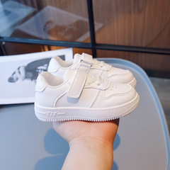 Spring and Autumn Ultra-Light Children's Sports Shoes with Real Insole, Magic Tape Shoes for Boys and Girls, School Style White Shoes for Kids