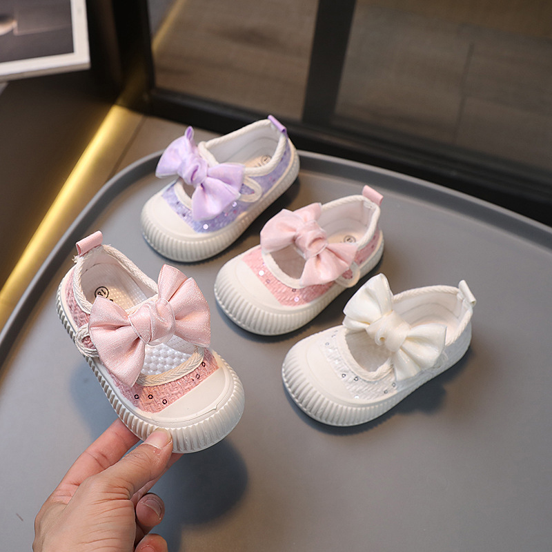 Per bambini 2024 Primavera e Autunno Nuova edizione coreana casual Scarpe con bocca quadrata in tela per ragazza 1-3 anni_voghion.com