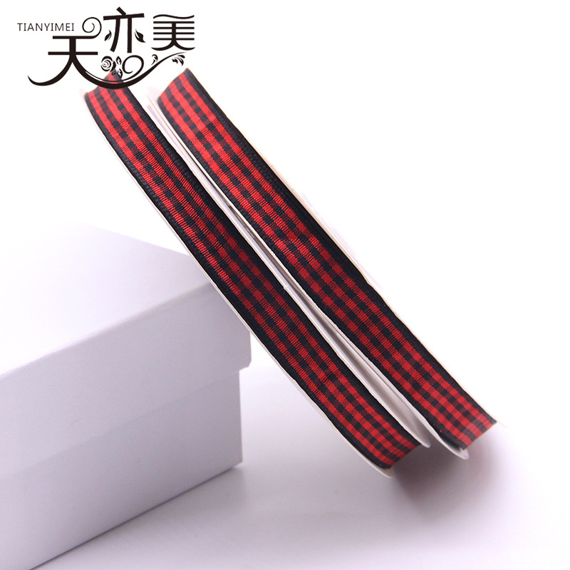 Tianyi Mei 1cm cinta a cuadros al por mayor cinta escocesa 50 yardas/rollo embalaje de regalo cinta de color completo