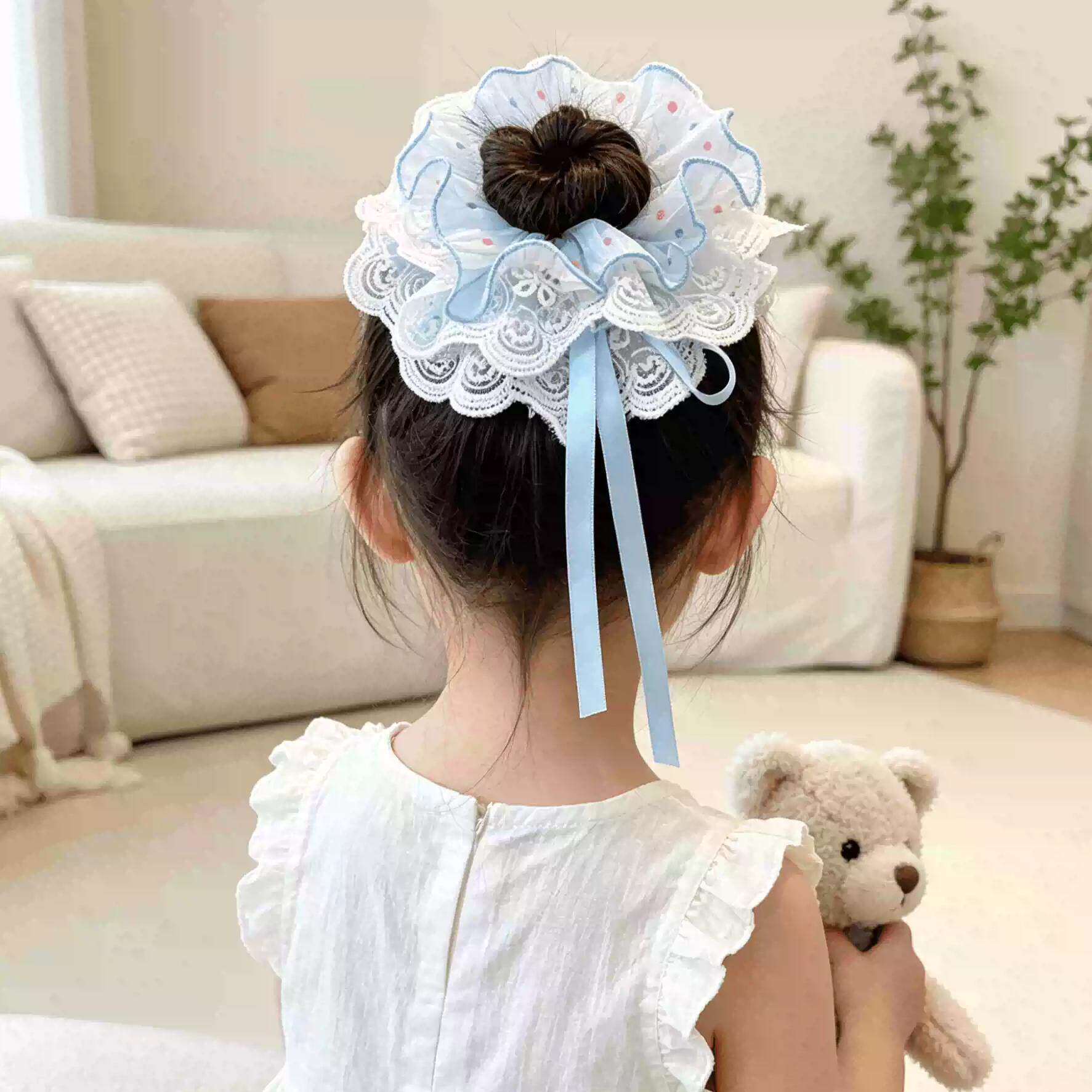 Polka Dot Drawstring Hair Tie for Girls, Korean Style Scrunchie for Girls, Hair Accessory for Girls, Beautiful Hair Tie