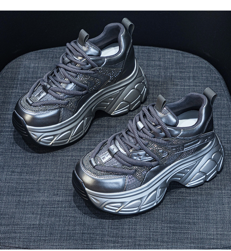 Giày sneaker nữ đế dày chunky tăng chiều cao 9 cm phong cách hot girl — Bạc M2696, M 2696m Màu sắc, M2696 đỏ chi tiết 16