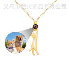 跨境新款个性化定 制照片投影项链光面动物猛豹吊坠饰品源头工厂