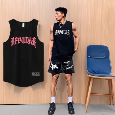 美式街头篮球背心男无袖透气网眼训练跑步健身服宽松速干运动投篮|ru