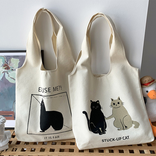 New Japanese and Korean cute student shoulder bag school bag ins literary retro large capacity vest canvas bag women summer